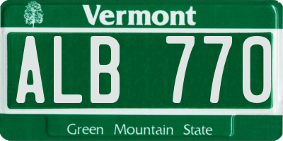 VT license plate ALB770