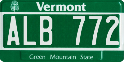 VT license plate ALB772