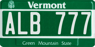 VT license plate ALB777