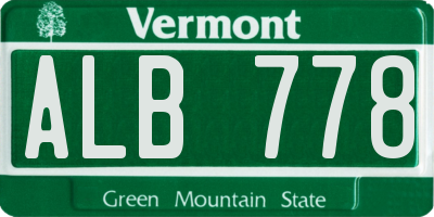VT license plate ALB778