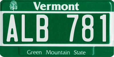 VT license plate ALB781