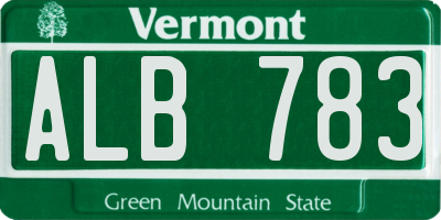 VT license plate ALB783