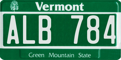 VT license plate ALB784