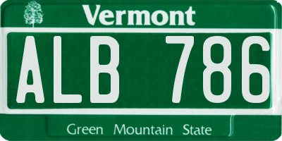 VT license plate ALB786
