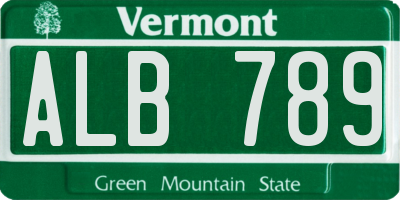 VT license plate ALB789