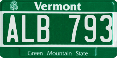 VT license plate ALB793