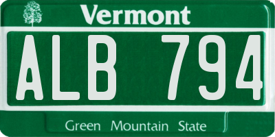 VT license plate ALB794