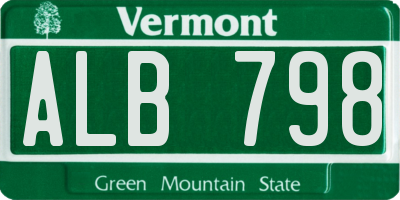 VT license plate ALB798