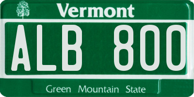 VT license plate ALB800