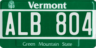 VT license plate ALB804