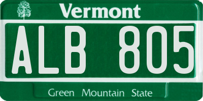 VT license plate ALB805