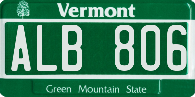 VT license plate ALB806