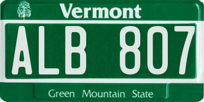 VT license plate ALB807