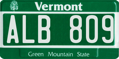 VT license plate ALB809