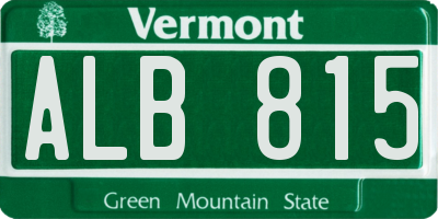 VT license plate ALB815