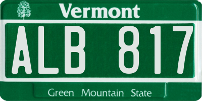 VT license plate ALB817