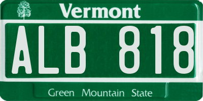 VT license plate ALB818