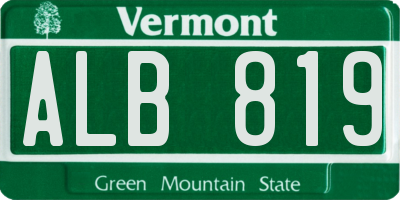 VT license plate ALB819