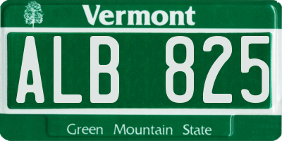 VT license plate ALB825
