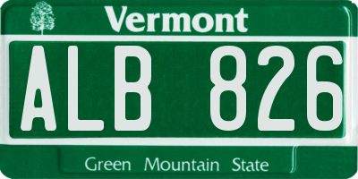 VT license plate ALB826