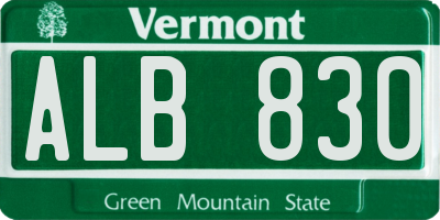 VT license plate ALB830