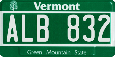 VT license plate ALB832