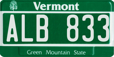 VT license plate ALB833