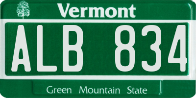 VT license plate ALB834