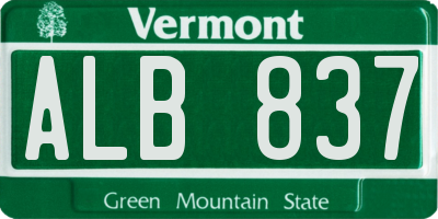 VT license plate ALB837