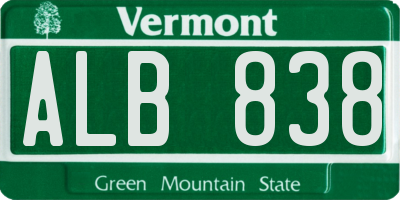 VT license plate ALB838