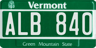 VT license plate ALB840