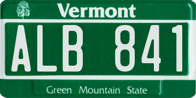 VT license plate ALB841