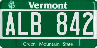 VT license plate ALB842