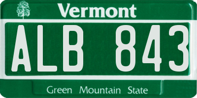 VT license plate ALB843