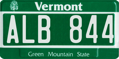 VT license plate ALB844