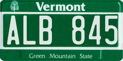 VT license plate ALB845