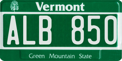 VT license plate ALB850
