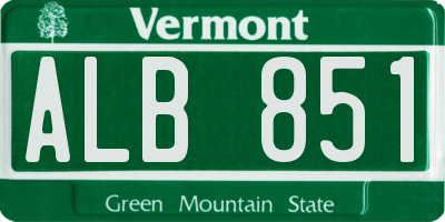 VT license plate ALB851