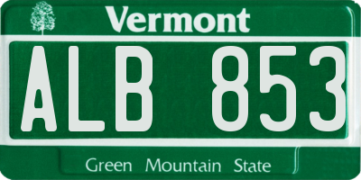 VT license plate ALB853