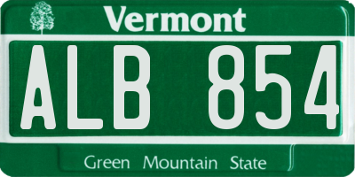 VT license plate ALB854