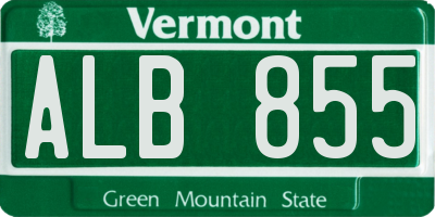 VT license plate ALB855