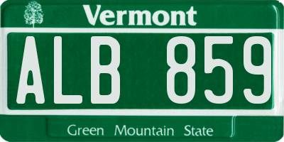 VT license plate ALB859