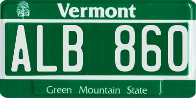 VT license plate ALB860