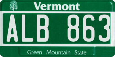 VT license plate ALB863