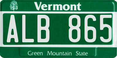 VT license plate ALB865