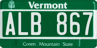 VT license plate ALB867