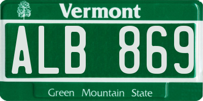 VT license plate ALB869