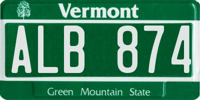VT license plate ALB874