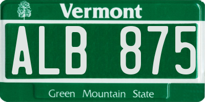 VT license plate ALB875