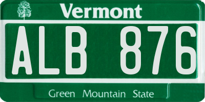 VT license plate ALB876